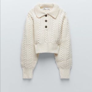 NWOT Zara cropped collared sweater